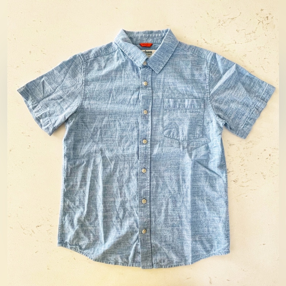 Urban Pipeline MaxWear Denim Blue Button Up Short Sleeve Shirt Boy’s XL